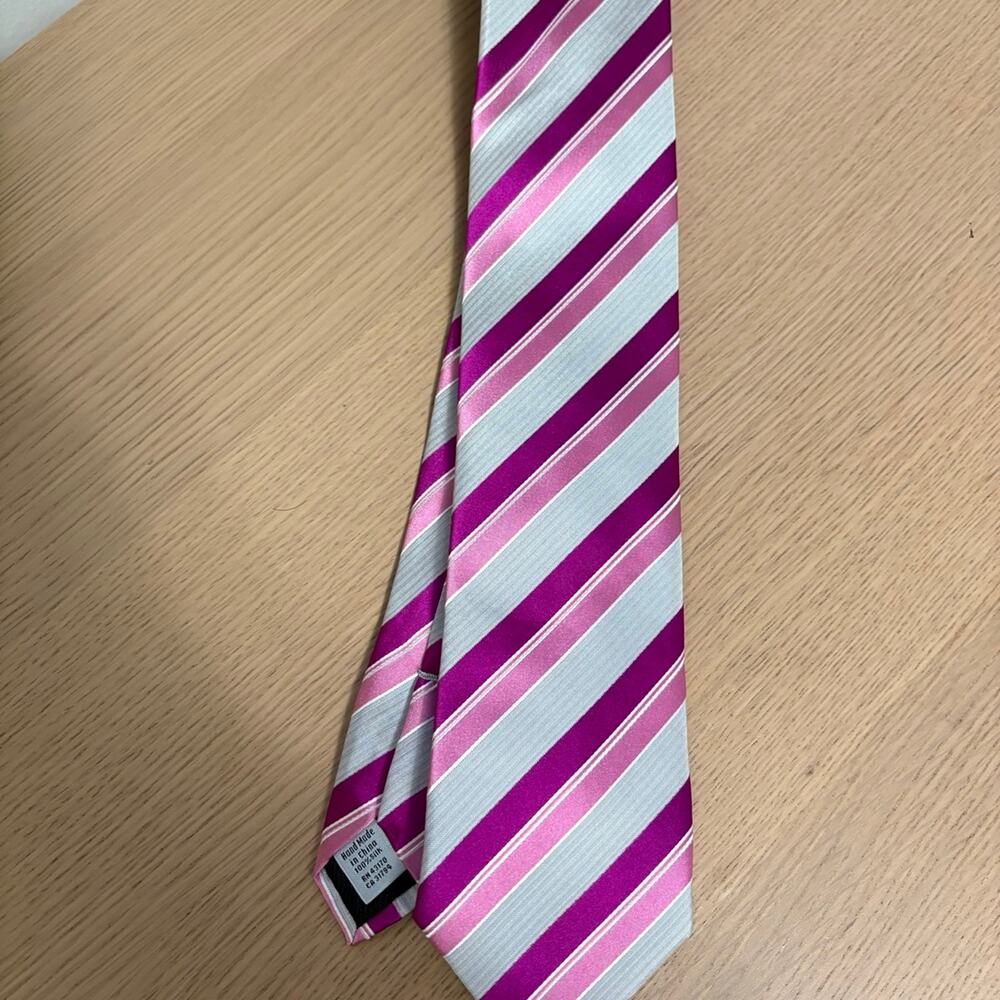 GEOFFREY BEENE100% Silk Mens Pink Striped Neck Tie 3.5"x56" One Size